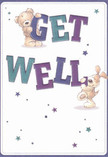 Radiating warmth and a playful spirit found in Rickmansworth's leafy streets, this illustrated get well card is an expression of optimism and genuine care. Two delightful characters-a teddy bear with gentle brown fur and a puppy whose floppy ears frame a lively, smiling face-are each joyfully clutching the bold, colourful letters spelling out 'Get Well,' rendered in striking indigo and teal hues. The gentle white backdrop is animated by a scattering of twinkling stars in blue and purple, reminiscent of wishful nights overlooking Stockers Lake. The tactile strokes emphasize the inviting softness of the bear and the puppy, their round, cheerful shapes imparting an instant sense of comfort and affection. Much like a locally-crafted bouquet from Flower Delivery Rickmansworth, every element in this design radiates empathy and encouragement, making it the perfect choice for sending hope and gentle support to someone on the mend within Rickmansworth and its friendly communities. The card is more than a gesture; it's a heartfelt offering of cheer and reassurance for every recipient.
